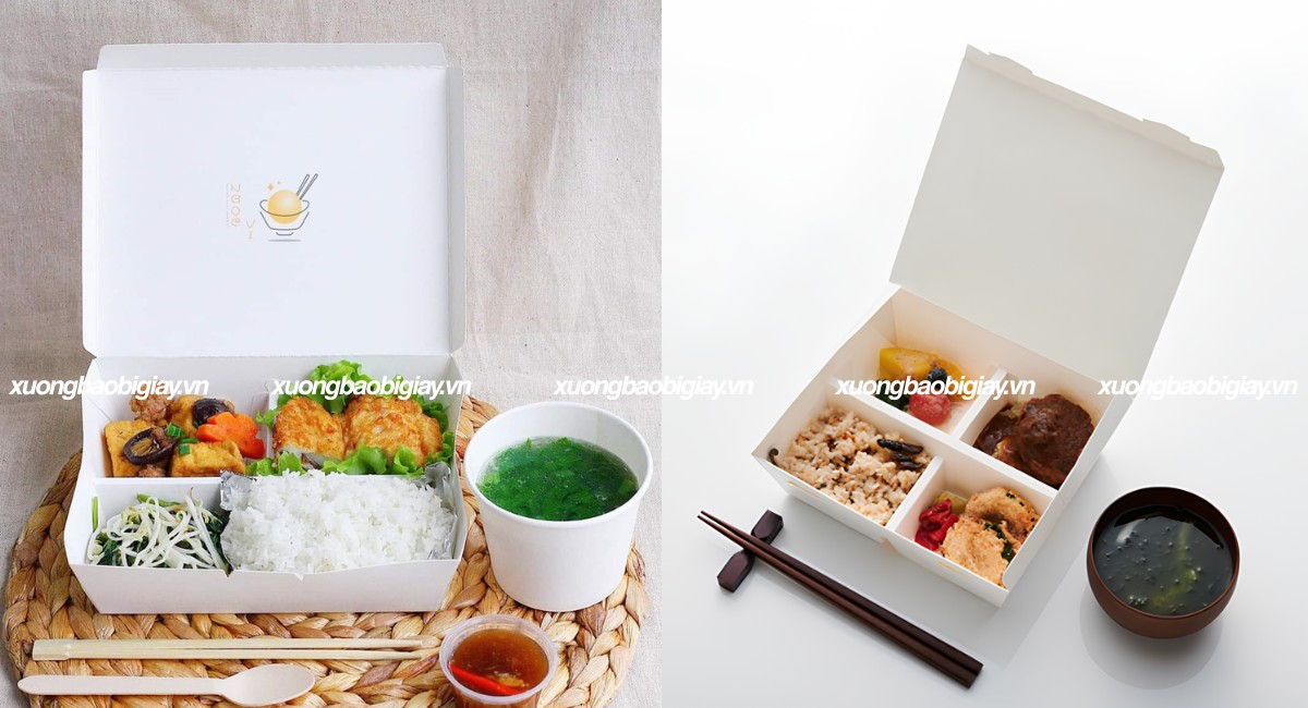 Hộp giấy đựng cơm nắp liền