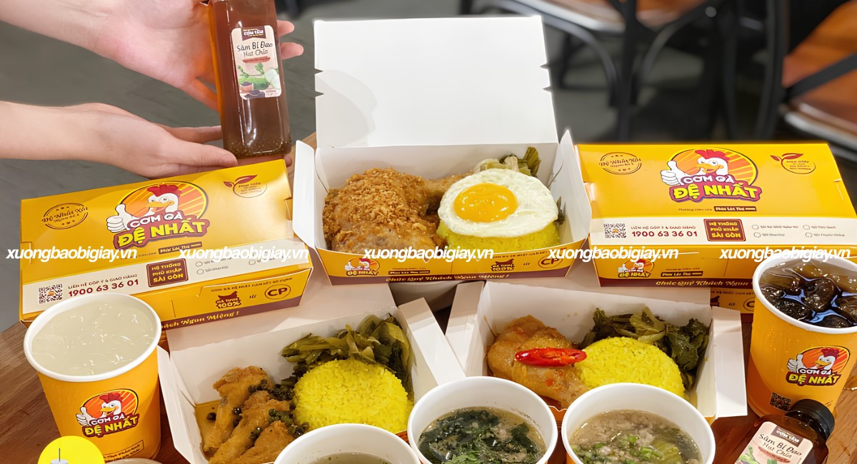 Hộp giấy đựng cơm in theo yêu cầu