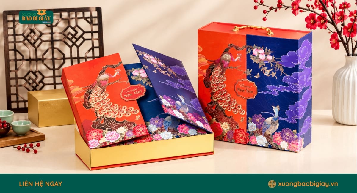 Hộp giấy đựng quà Tết thiết kế tinh tế, góp phần nâng cao giá trị món quà