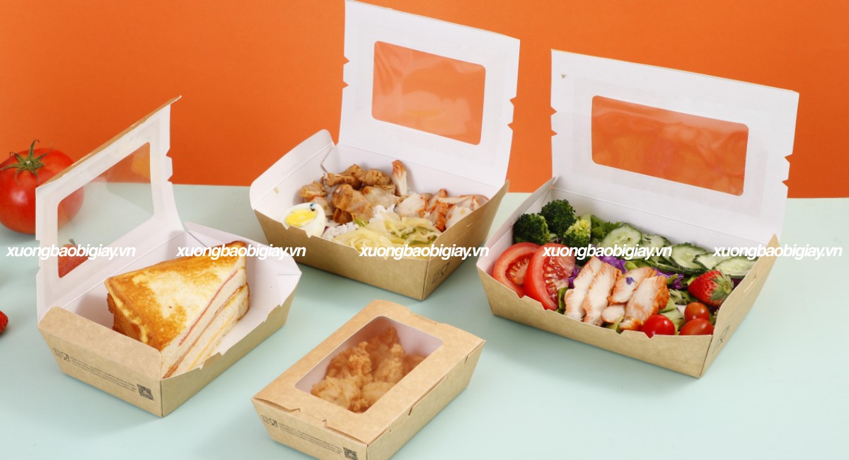 Hộp giấy đựng thức ăn nắp đậy