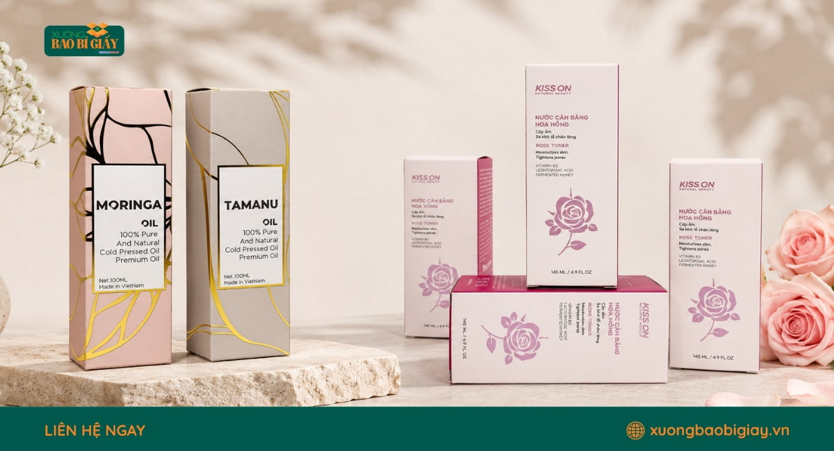 Quy trình sản xuất hộp giấy đựng mỹ phẩm được kiểm soát từ thiết kế đến hoàn thiện