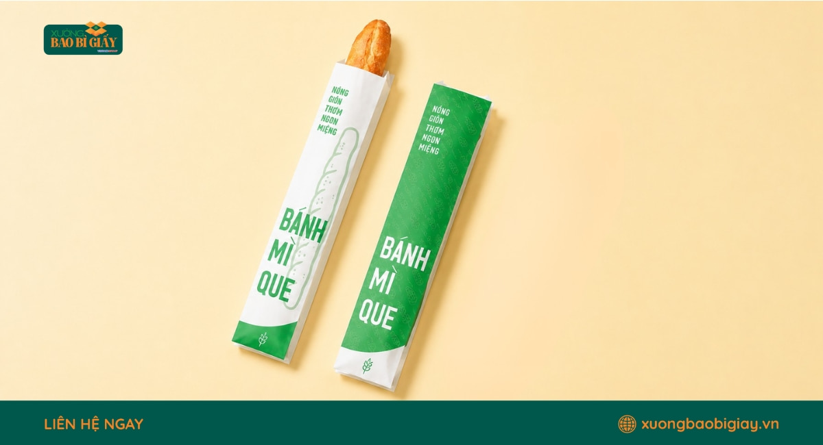 Bao bì giấy bánh mì que có quy cách đơn giản, phù hợp nhu cầu đóng gói số lượng lớn