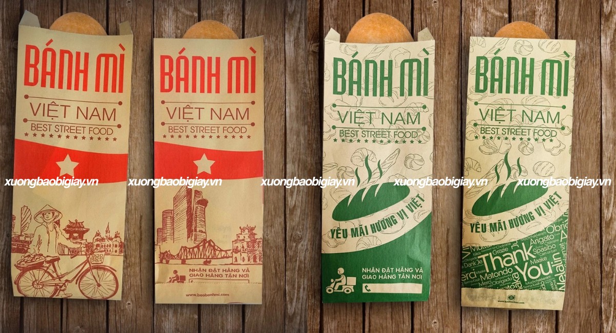 In túi giấy đựng bánh mì
