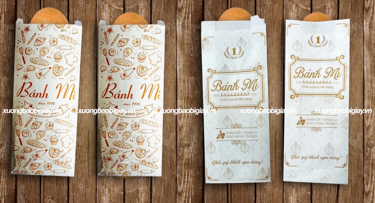 Túi giấy đựng bánh mì in hình