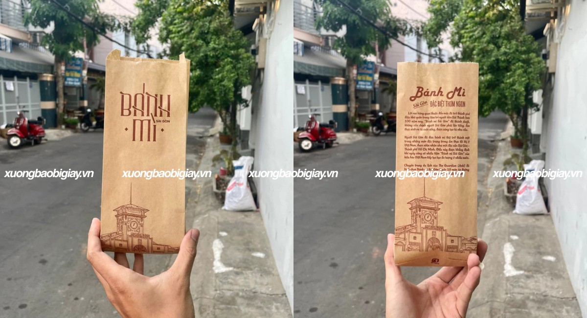 Túi giấy kraft đựng bánh mì.
