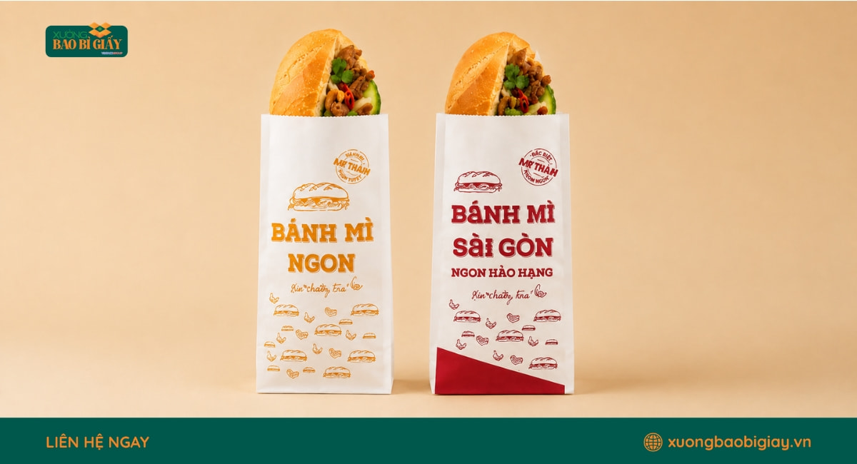 Túi giấy bánh mì truyền thống giá sỉ phù hợp cửa hàng bánh mì và điểm bán có sản lượng lớn