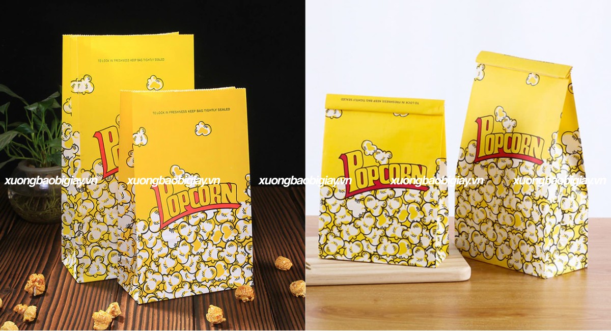 In túi giấy đựng bắp rang bơ