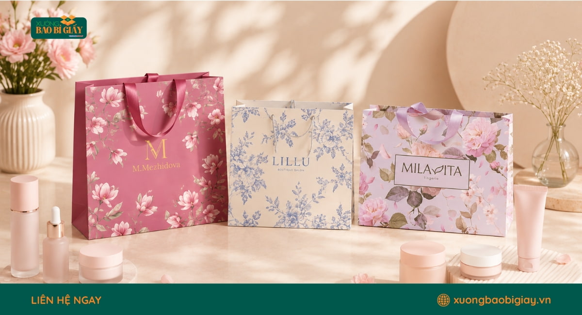 Túi giấy mỹ phẩm in logo là giải pháp quảng bá thương hiệu hiệu quả ngay trên bao bì sản phẩm