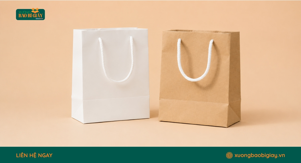Túi giấy kraft đựng quà với kiểu dáng đơn giản, màu giấy đặc trưng