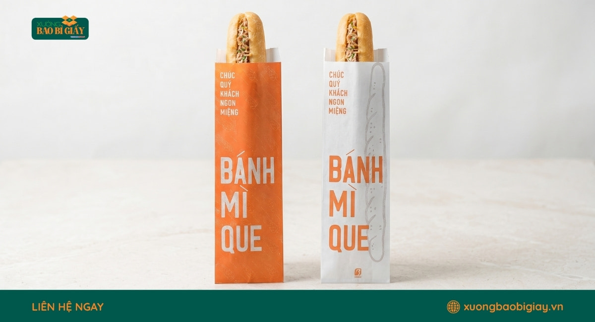 Túi giấy xi măng đựng bánh mì que giá rẻ, giải pháp bao bì giấy kraft tiết kiệm cho tiệm bánh.