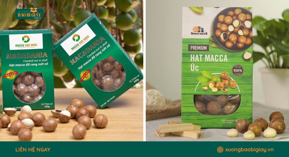 Bao bì macca có lớp chống ẩm giúp giữ hạt giòn ngon lâu hơn