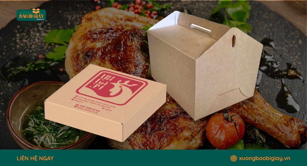 Bao bì đựng gà nướng làm từ chất liệu giấy Kraft thân thiện môi trường