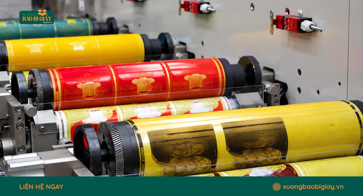 Công nghệ in Flexo phù hợp với nhu cầu in túi giấy số lượng lớn, tối ưu tốc độ sản xuất.