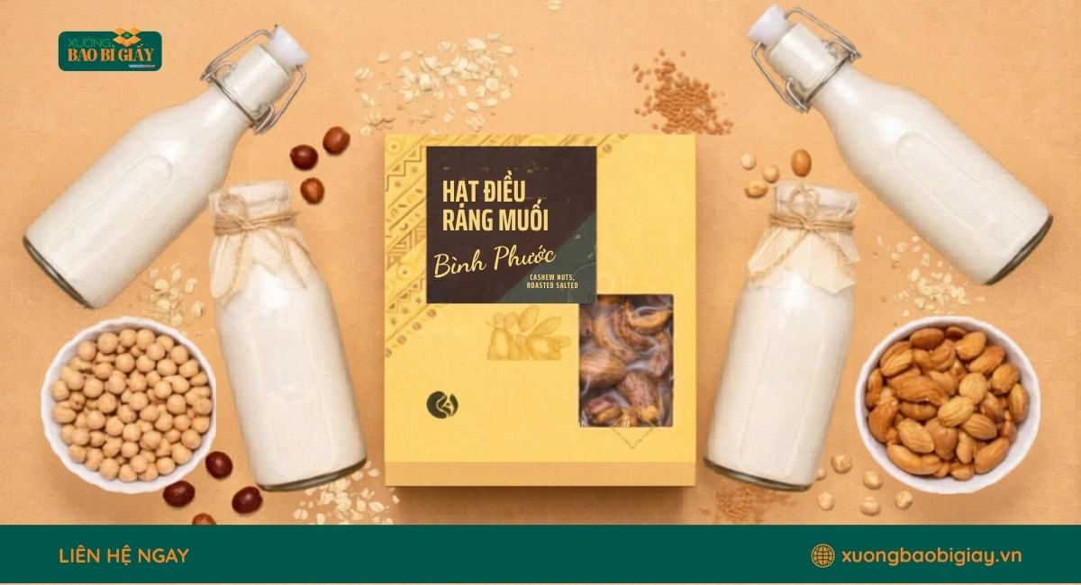Dịch vụ in hộp giấy đựng hạt điều theo yêu cầu giá tại xưởng