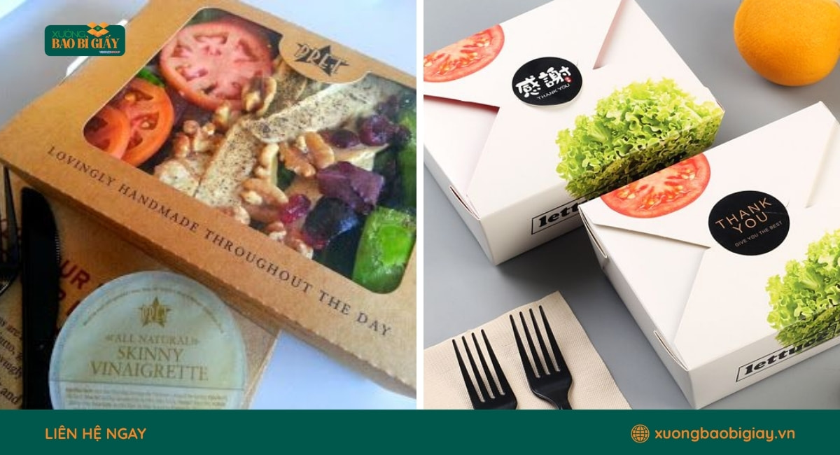 Dịch vụ in hộp giấy đựng salad theo thiết kế riêng giúp doanh nghiệp xây dựng nhận diện thương hiệu chuyên nghiệp.