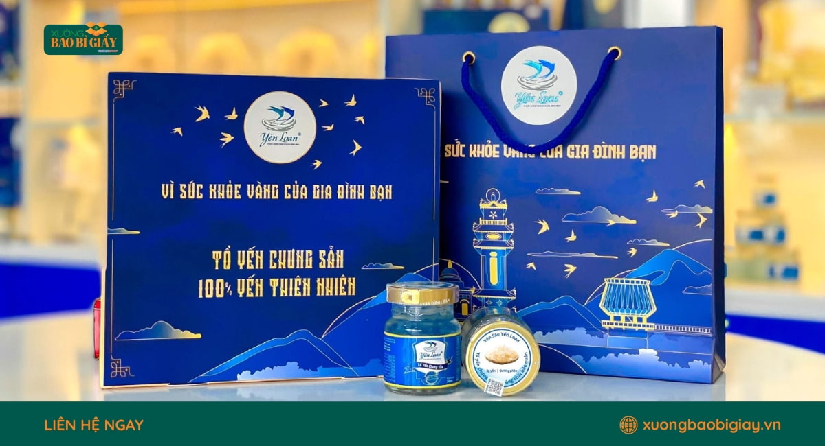 Hộp đựng yến sào làm bằng giấy thiết kế sang trọng