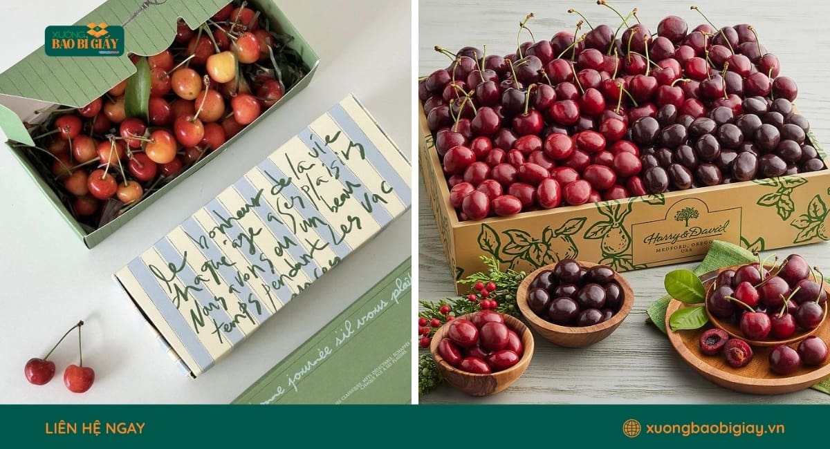 Hộp giấy đựng cherry đa dạng mẫu mã và kích thước
