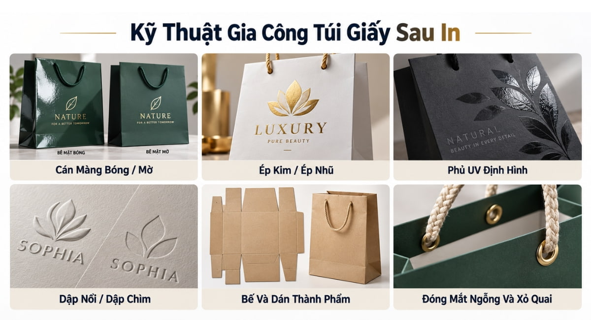 Kỹ thuật gia công túi giấy sau in