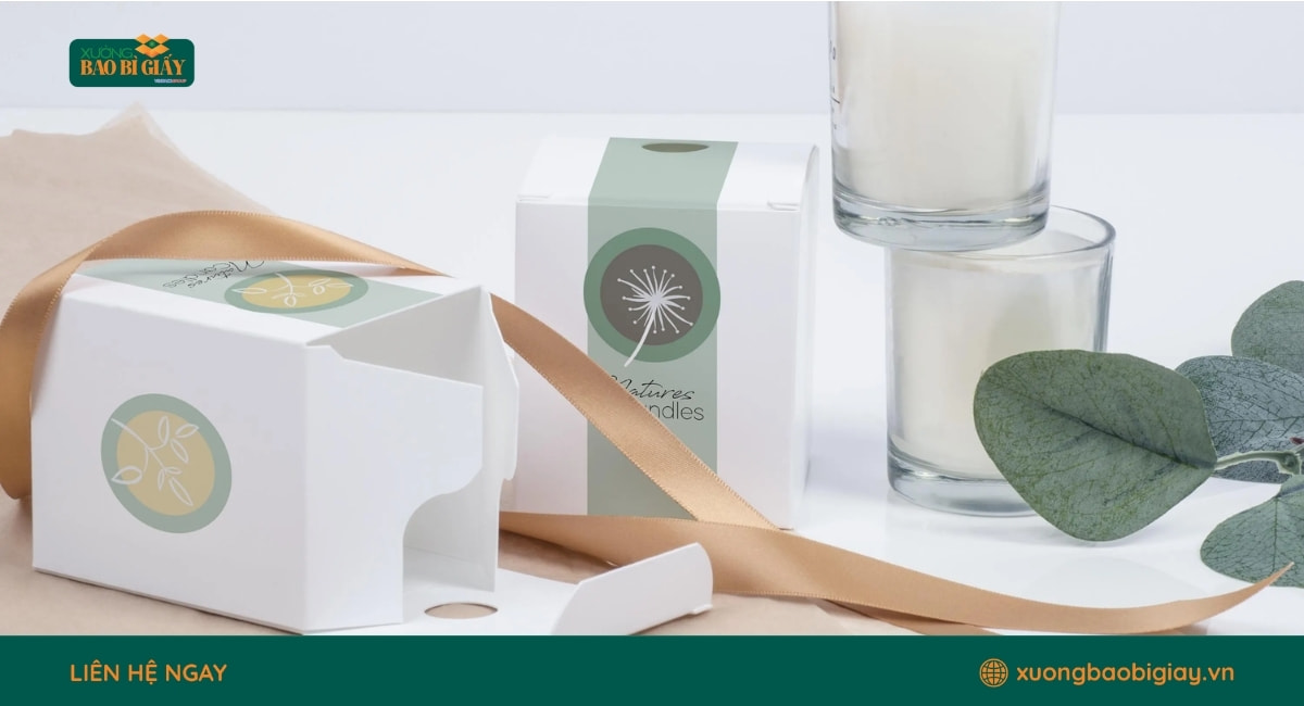 Hộp giấy đựng nến thơm giúp bảo vệ sản phẩm, tăng tính thẩm mỹ và nâng cao giá trị thương hiệu.