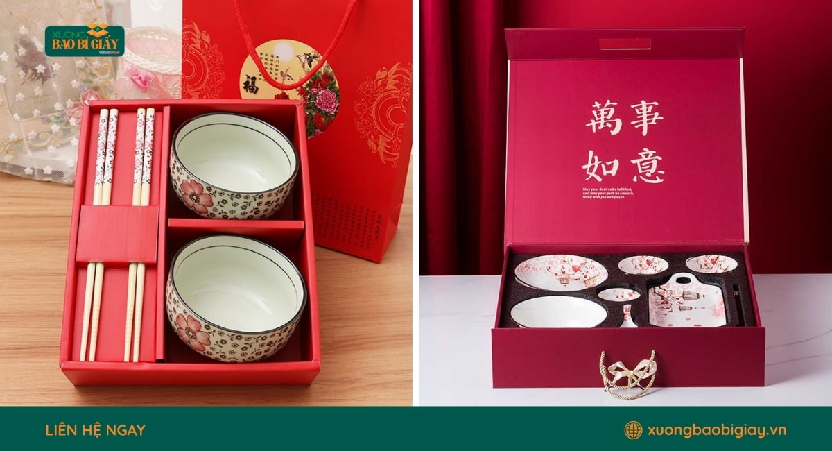 Xưởng sản xuất hộp giấy đựng chén bát đa dạng mẫu mã và kích thước
