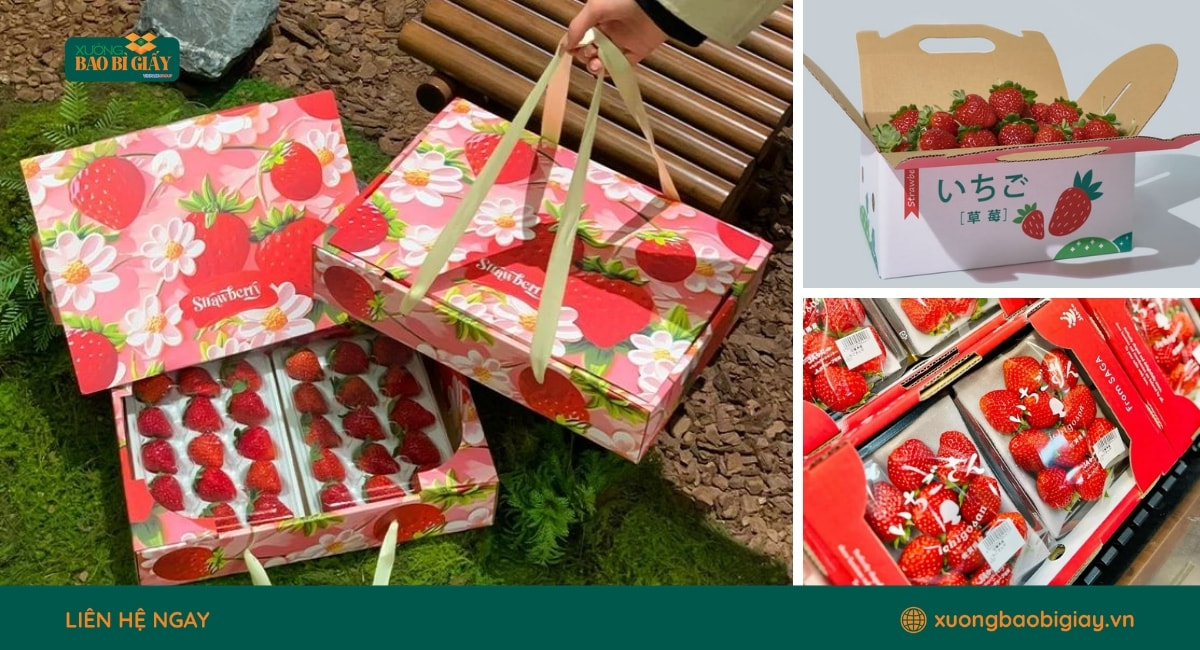 Xưởng Bao Bì Giấy chuyên sản xuất hộp giấy đựng dâu tây với mẫu mã đa dạng, chất lượng cao.