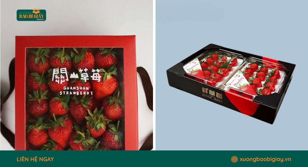 In hộp giấy đựng dâu tây giúp thương hiệu nông sản nâng cao hình ảnh và độ nhận diện.