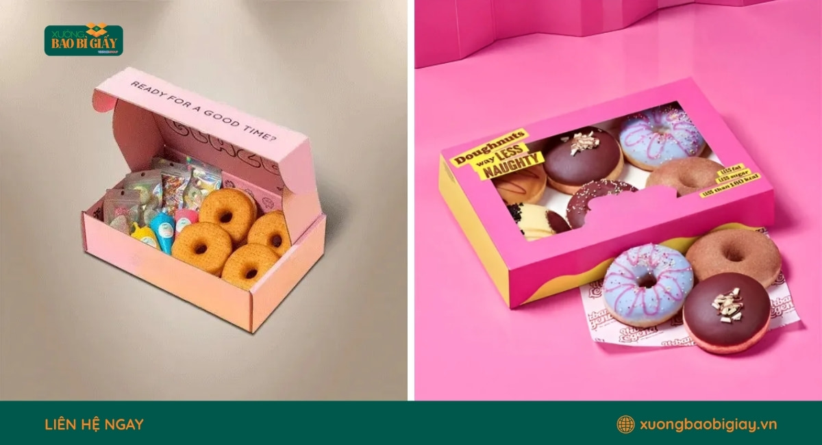 Xưởng sản xuất hộp giấy đựng donut đa dạng mẫu mã và kích thước