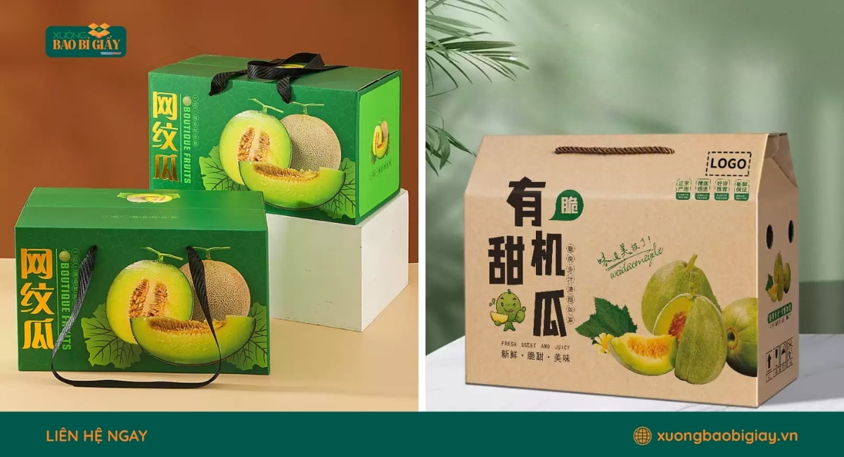 Xưởng Bao Bì Giấy chuyên sản xuất hộp giấy đựng dưa lưới theo yêu cầu, đa dạng mẫu mã và kích thước.