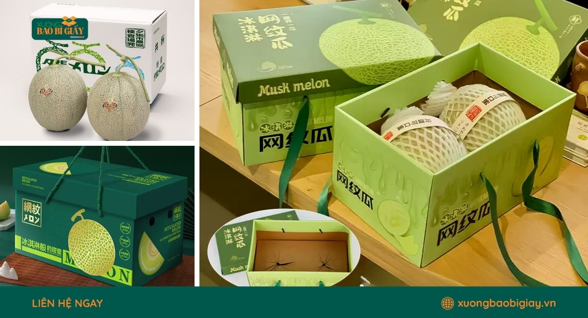 Hộp giấy đựng dưa lưới giúp nâng tầm hình ảnh sản phẩm nhờ thiết kế đẹp mắt