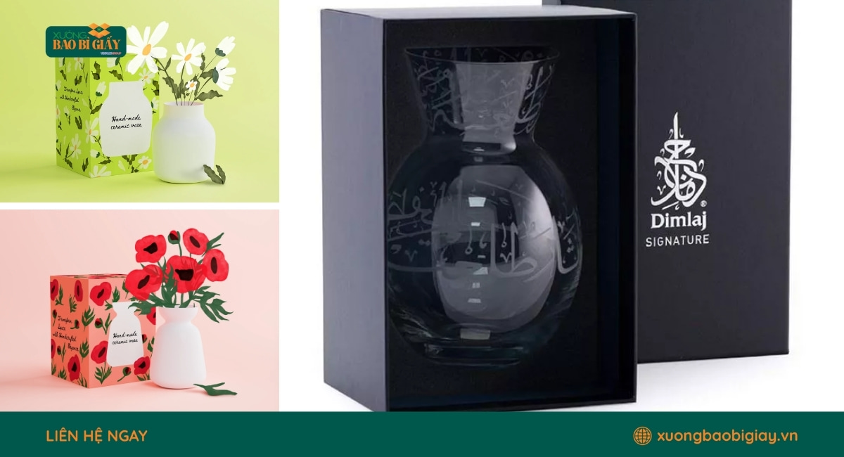 Hộp giấy đựng lọ hoa thiết kế ấn tượng, chất liệu cao cấp