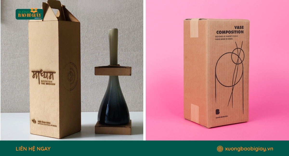 Mẫu hộp giấy carton đựng lọ hoa chắc chắn khi vận chuyển