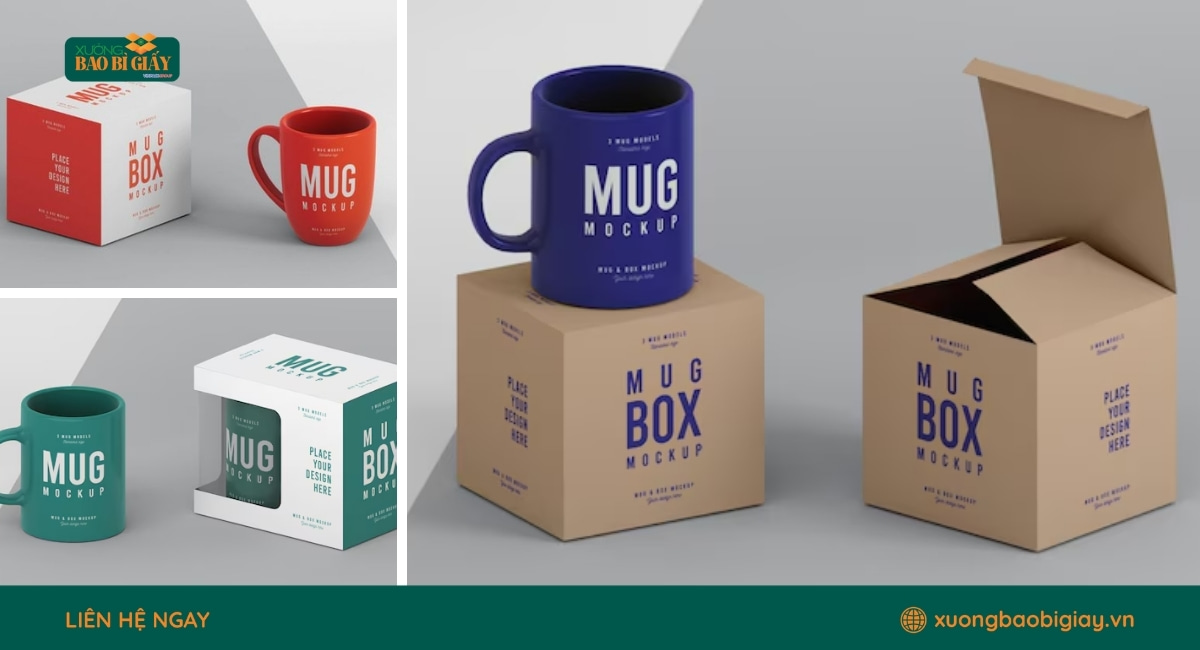Mẫu hộp giấy đựng ly thủy tinh in logo thương hiệu giúp tăng tính chuyên nghiệp và nâng cao giá trị sản phẩm.