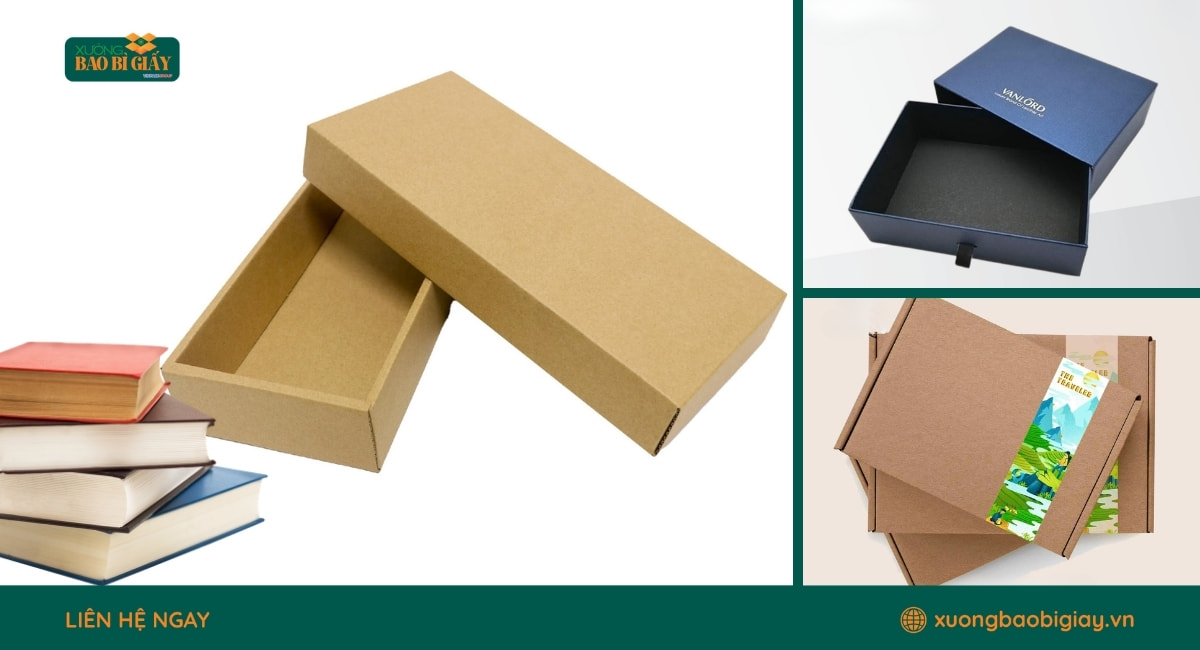 Mẫu hộp giấy đựng sách đơn giản tiện lợi