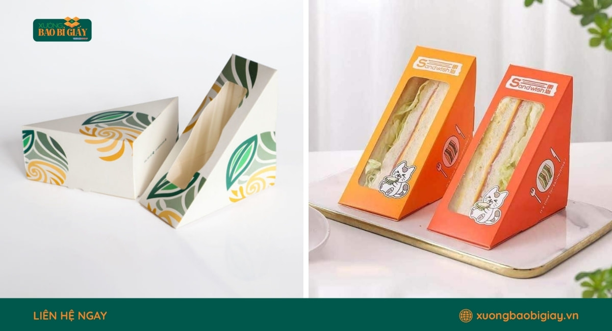 Hộp giấy đựng sandwich bằng giấy thân thiện môi trường