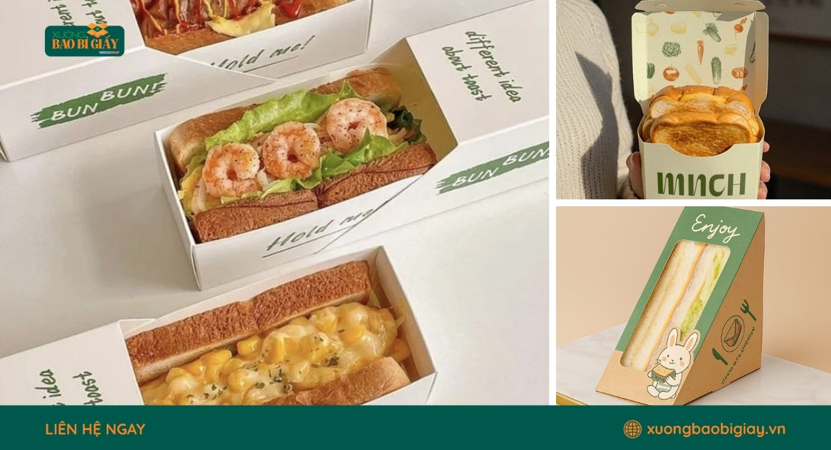 In hộp giấy đựng sandwich giúp thương hiệu F&B nâng cao hình ảnh chuyên nghiệp.