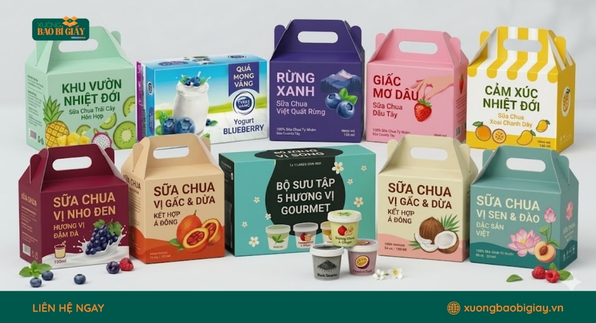 Hộp giấy đựng sữa chua đẹp hỗ trợ quảng bá thương hiệu hiệu quả