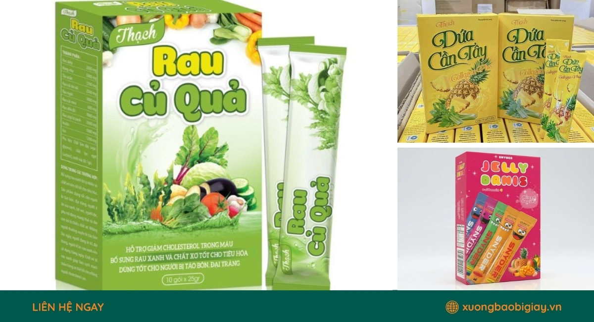 Hộp giấy đựng thạch thiết kế đẹp mắt, phù hợp cho sản phẩm thực phẩm đóng gói hiện đại.