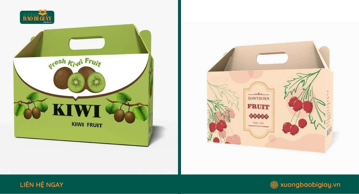 Mẫu thùng carton đựng trái cây tươi in ấn sắc nét