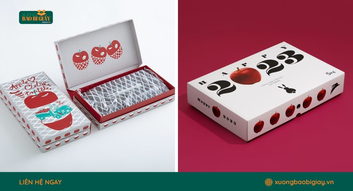Hộp giấy đựng cherry thiết kế chắc chắn, giúp bảo quản trái cây tươi ngon khi vận chuyển và trưng bày.