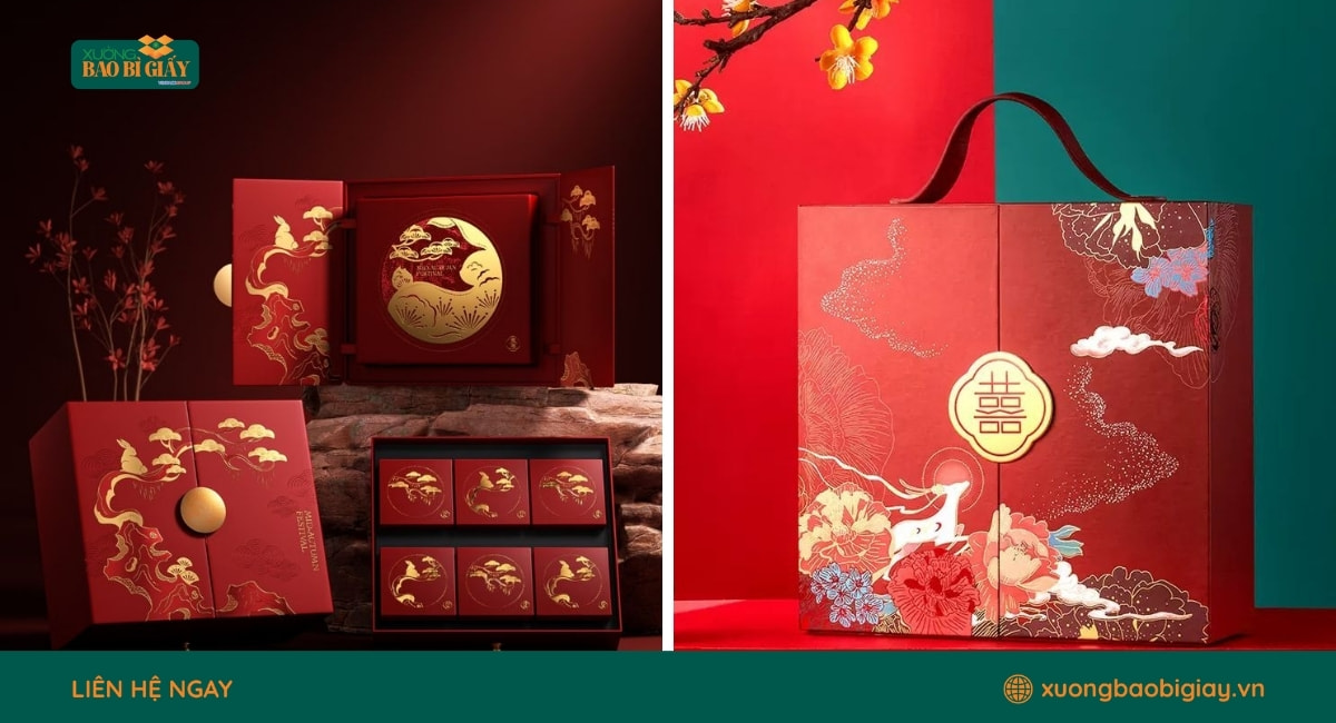 Thiết kế hộp giấy đựng quà tặng tết ấn tượng