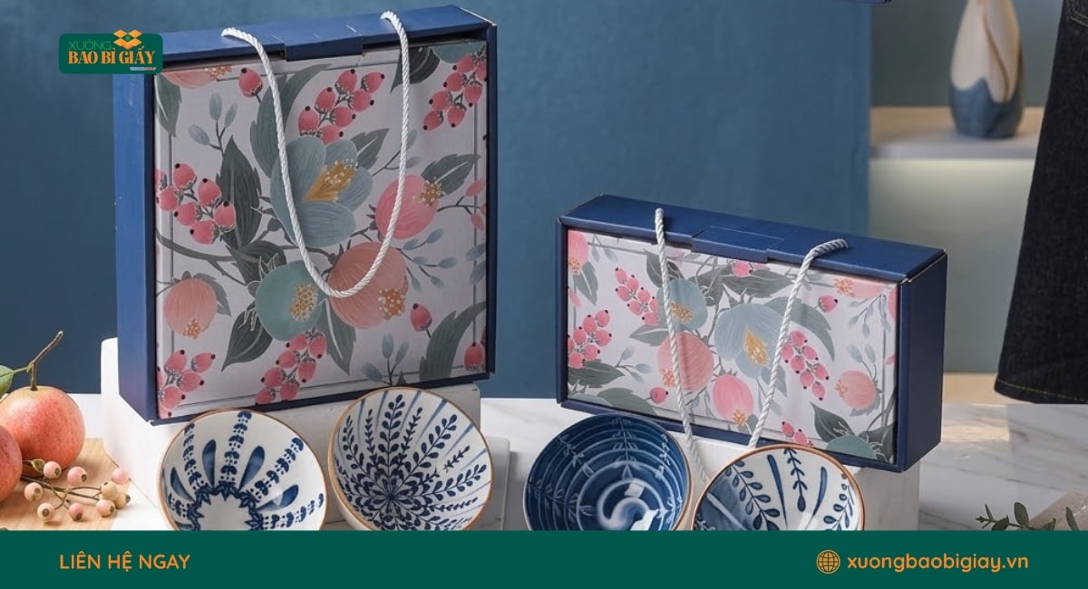 Hộp giấy đựng chén bát bền đẹp với dịch vụ in ấn bao bì giấy chuyên nghiệp