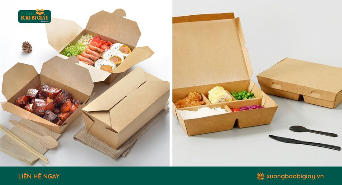 Vỏ hộp giấy Kraft ứng dụng rộng rãi làm bao bì đựng đồ ăn nhanh