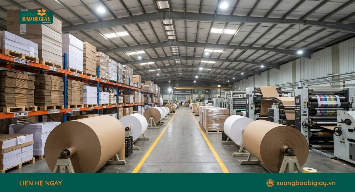 Xưởng nhận in hộp giấy đựng gà nướng theo yêu cầu với chi phí tối ưu, phù hợp cho cửa hàng và chuỗi thương hiệu.