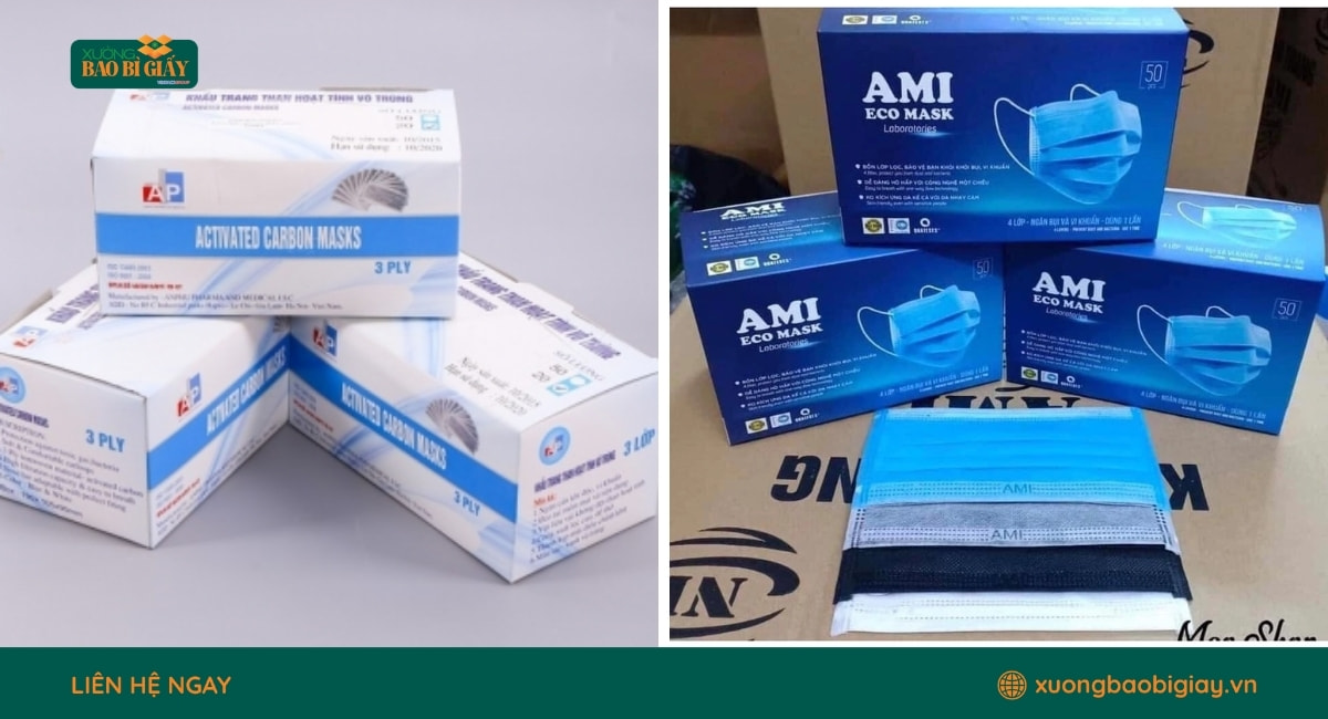 Hộp giấy đựng khẩu trang duplex đạt tiêu chuẩn đóng gói các sản phẩm y tế