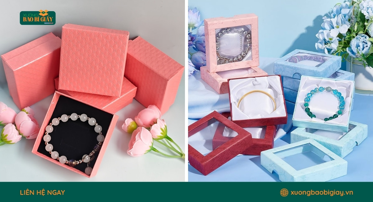 Xưởng Bao Bì Giấy cung cấp giải pháp hộp giấy đựng lắc tay cho cửa hàng vàng bạc và trang sức.