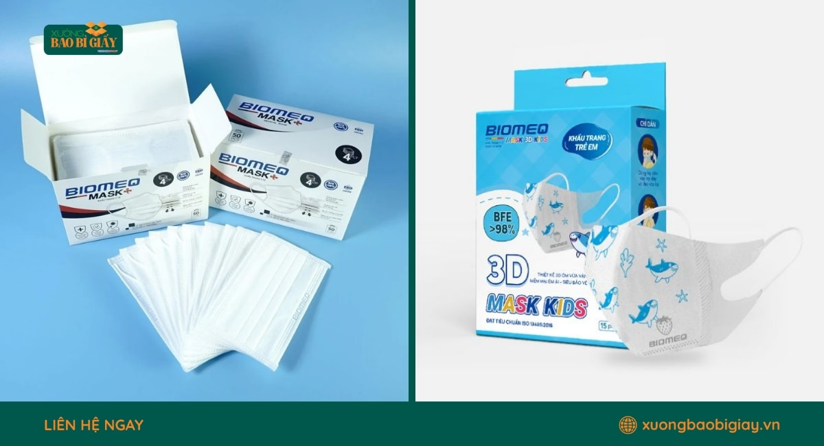 Hộp giấy đựng khẩu trang được sản xuất từ chất liệu giấy thân thiện với môi trường.