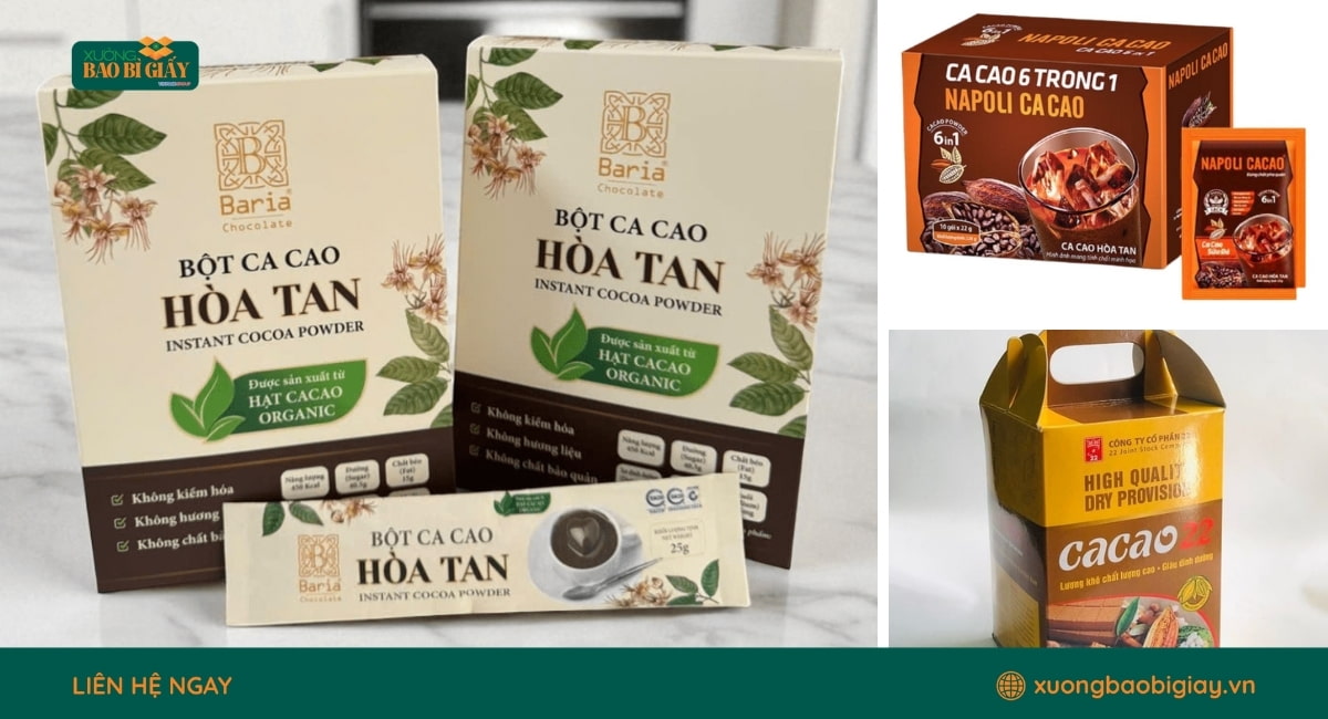 Mẫu hộp giấy đựng cacao in ấn sắc nét, đa dạng kiểu dáng
