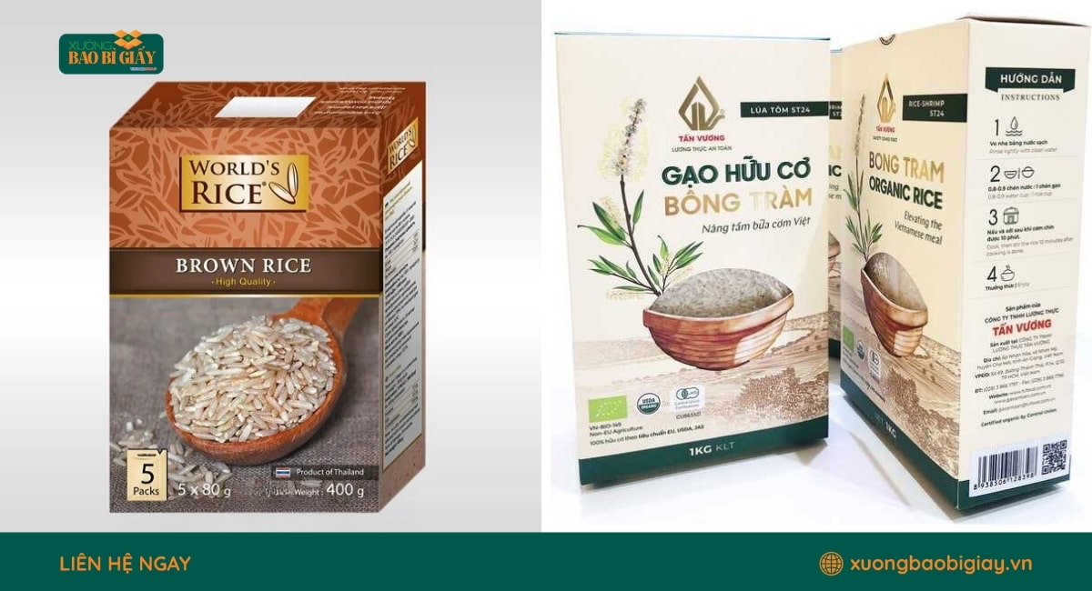 Hộp giấy đựng gạo in offset chất lượng cao cho màu sắc sắc nét