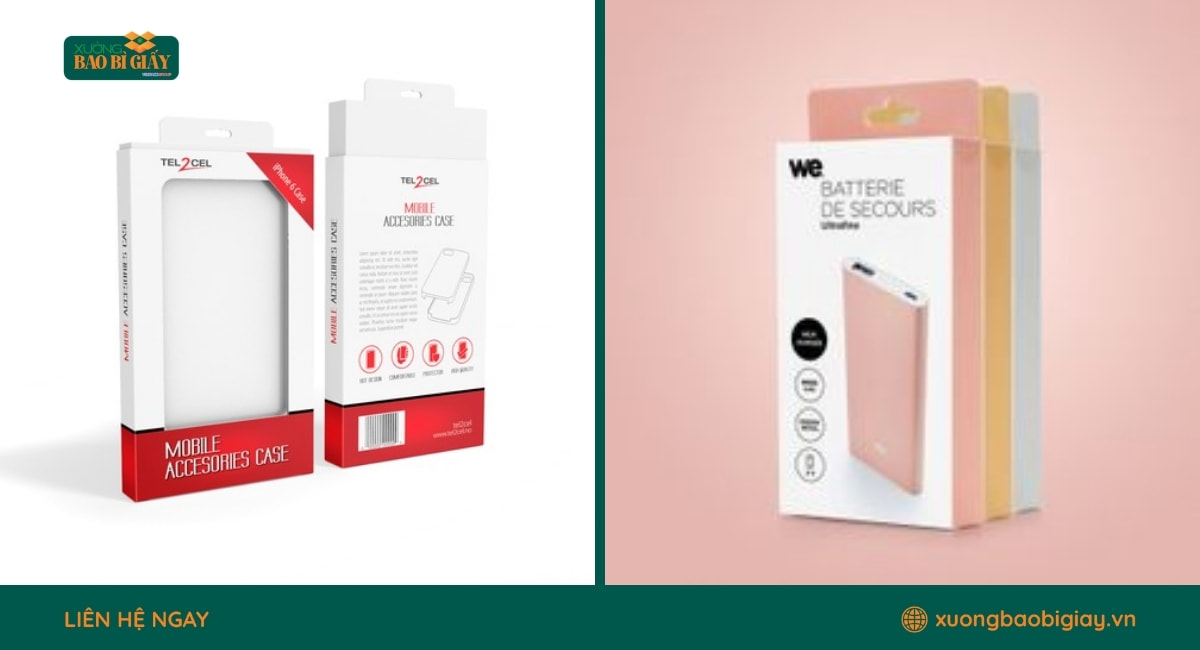 Mẫu hộp giấy đựng phụ kiện điện thoại cao cấp được gia công tỉ mỉ tại xưởng sản xuất.