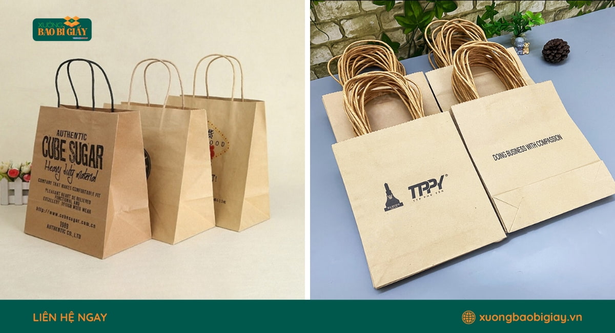 Túi giấy Kraft có quai giúp tăng tính tiện lợi và khả năng mang xách